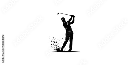 Konstfotografi Golfer Swing Silhouette Vector Illustration