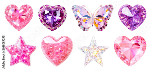 PNG Colorful sparkling gemstone shapes on transparent background