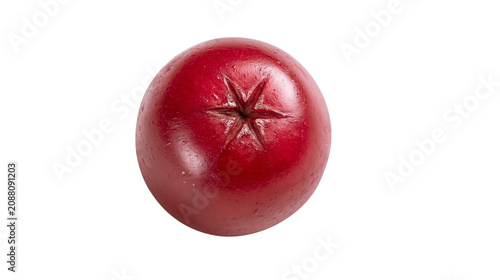Photography Single ripe red pomegranate fruit with star-shaped calyx