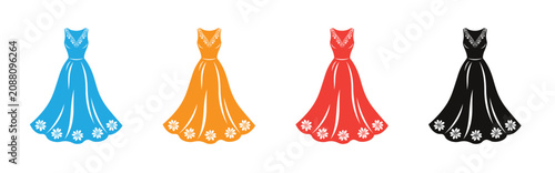 Canvastavla Elegant Evening Gown Dress Icon Vector | Women's Fashion Dress icon Symbol, Formal Wear, Bridal Boutique, Luxury Clothing, Party Dress, Ball Gown, Boutique Apparel, Fashion Illustration