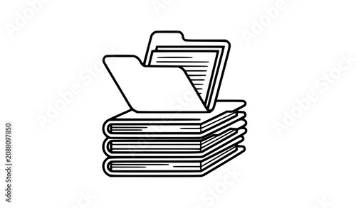 Stack of Manila Folders Line Art Icon