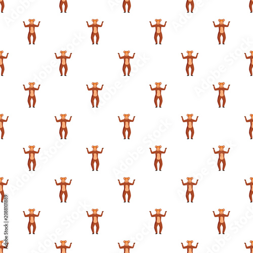 Canvas Print Repeating pattern of a smiling brown cartoon monkey character standing with arms