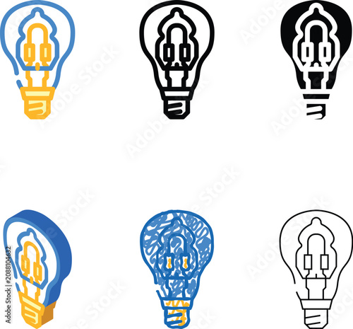 Cuadro en lienzo halogen modern light bulb color icon vector