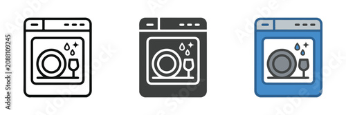 Dishwasher Kitchen Appliance Icon Set