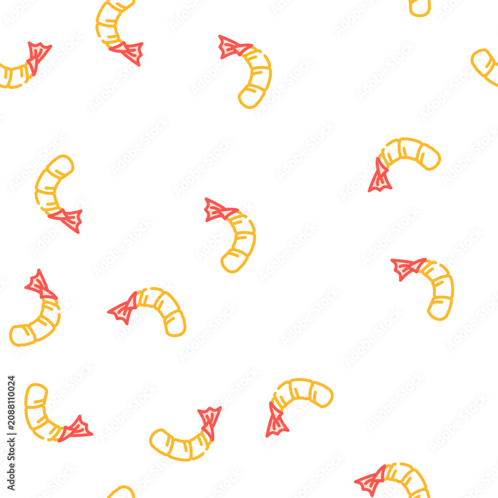Obraz premium peeled shrimp vector seamless pattern peeled shrimp sign illustration