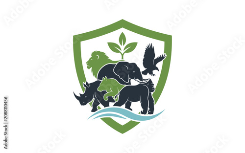 Canvas Print Wildlife Conservation Shield Emblem Design