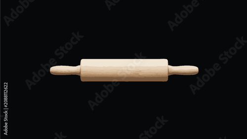 Fotografía Professional Wooden Rolling Pin for Baking and Dough Preparation Isolated on Bla