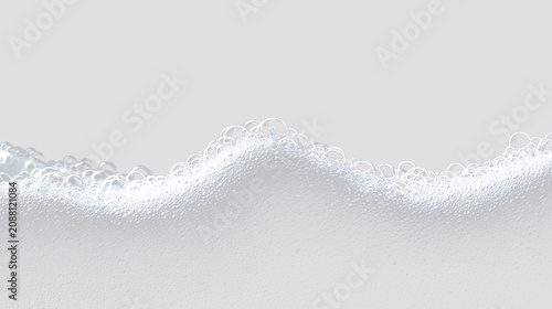 Obraz na plátně Foam curls form on the surface of liquid with bubbles floating in clear space du