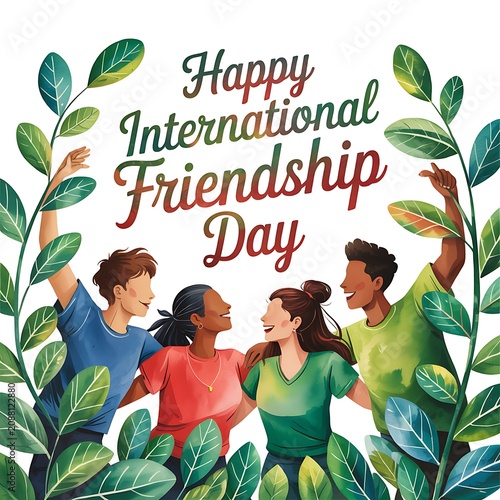 International friendship day celebration with diverse group of friends
