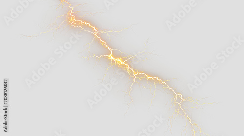 Cuadro en lienzo Bright yellow lightning bolt on transparent background for design or educational