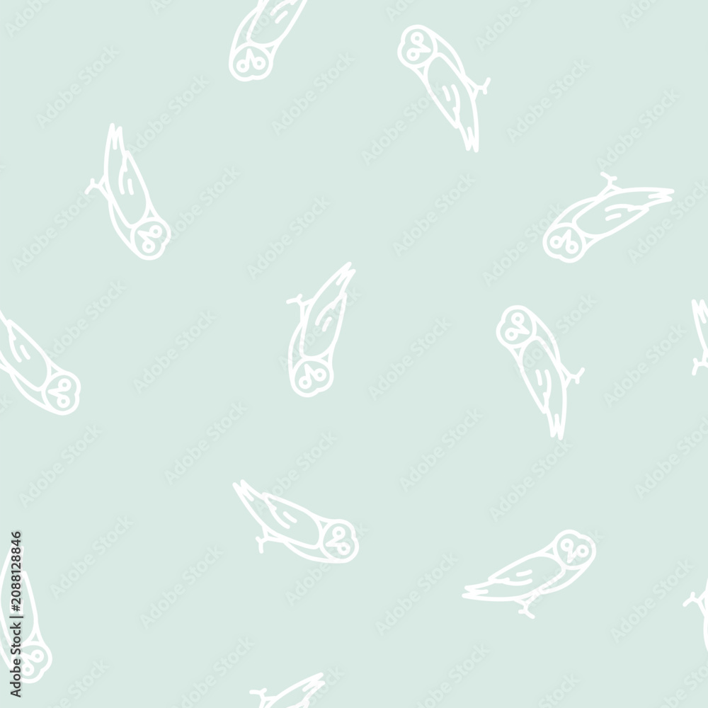 Fototapeta premium owl bird line seamless pattern owl bird thin line illustration