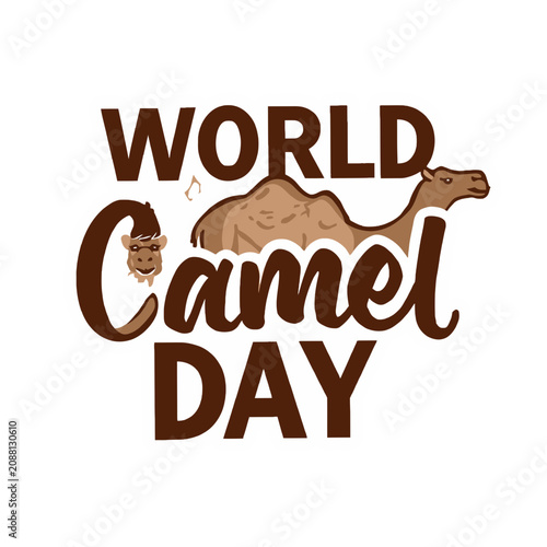 Canvas Print colorful illustration of camel and monkey for World Camel Day on transparent bac