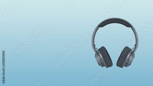 Modern headphones on a blue gradient background  