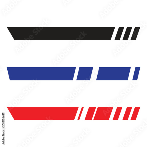 Modern automotive racing stripes and speed decal design elements