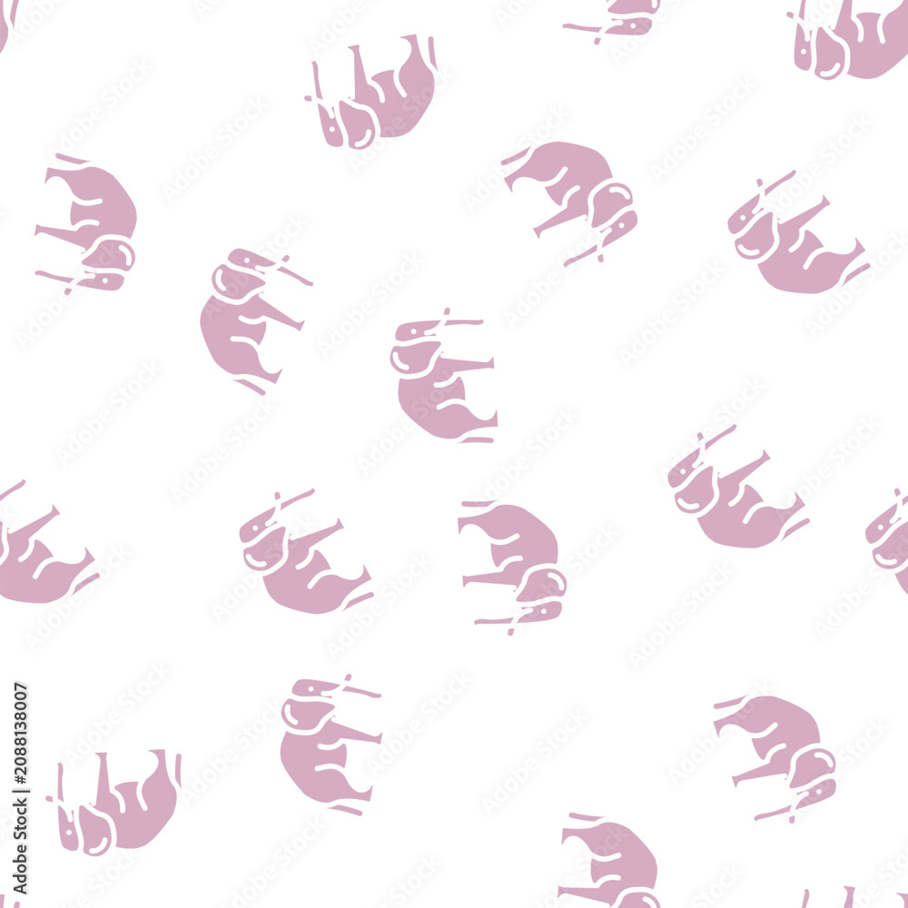 Fototapeta premium elephant animal glyph vector seamless pattern. elephant animal signthin illustration