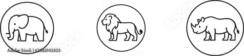 Photography Elephant line icon with editable stroke in flat style
