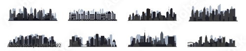 Foto Silhouettes of multiple urban city skylines.