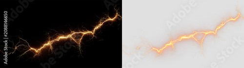 Foto Lightning bolt with bright orange color on transparent background creating a str