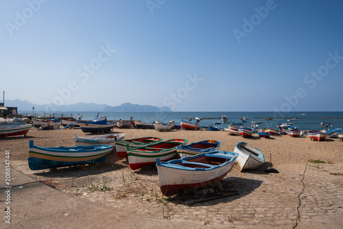 Fotografie The seaside of the fishing village of Aspra (Bagheria) in the gulf of Palermo