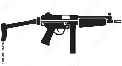 Photos Submachine Gun Silhouette On White Background A Minimalist Weapon Illustration