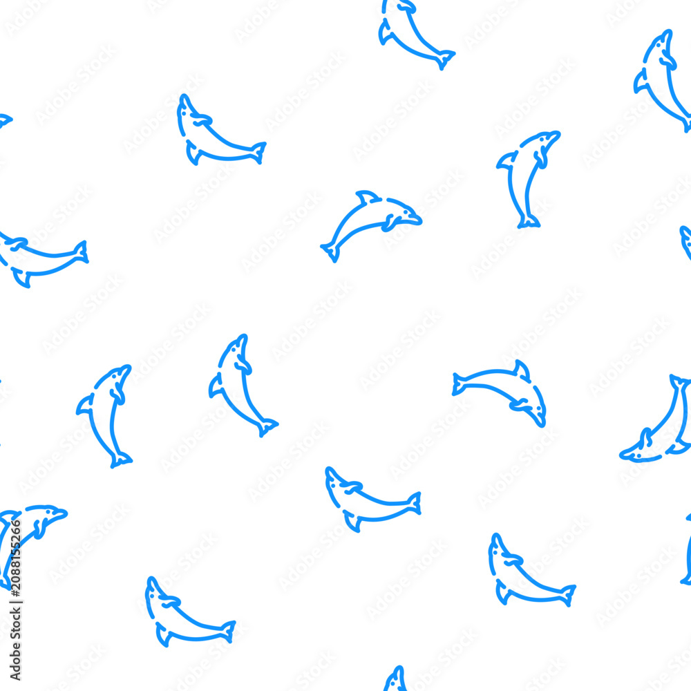 Fototapeta premium dolphin water mammal animal vector seamless pattern dolphin water mammal animal sign illustration
