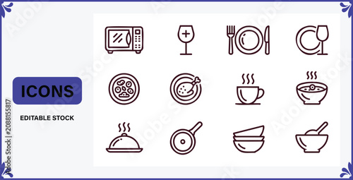 Setofvariousfoodanddrinkiconsonwhitebackground
