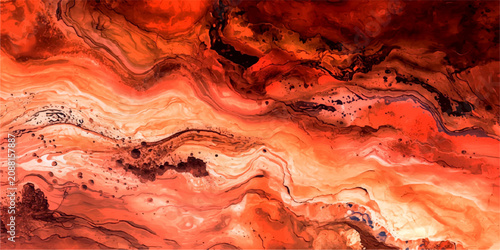 Quadro su tela Fiery Abstract Texture a vibrant and intricate abstract composition in warm hues of red, orange, and brown, reminiscent of molten lava or marbled earth, with dynamic flow and textural depth