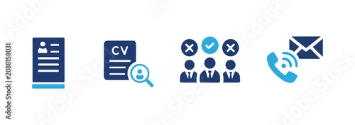Fotografía Resume Icon Set, Contains resume, selection, contact, and cv icons