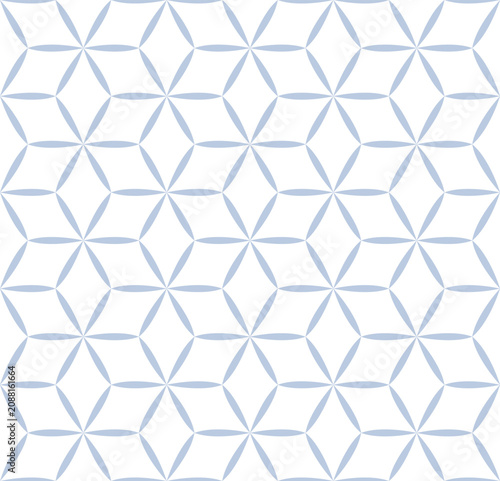Abstract Seamless Geometric Light Blue Hexagons and Diamonds Pattern.