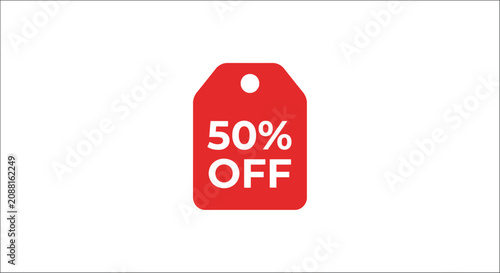 Konstfotografi Red sale tag with text on a white background discount offer promotion price redu