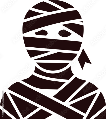 Obraz na płótnie A simple illustration of a mummy with bandages wrapped around its head and body