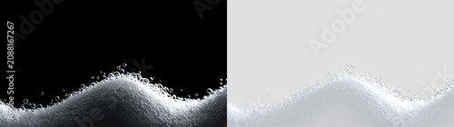 Obraz na plátně Water bubbles rise above a smooth surface creating a wave on a transparent backg