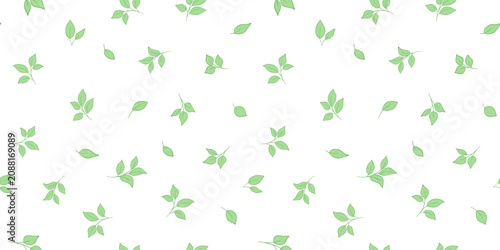 Cute seamless vector floral tiny leaves on white background, repeating backdrop with mini blossom