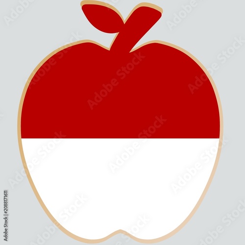 Creative Indonesian flag colored apple vector icon
