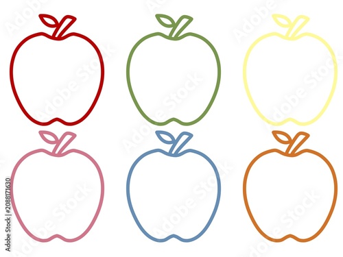 Colorful linear apple outlines vector icon set