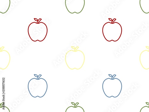Minimalist colorful line art apple seamless pattern