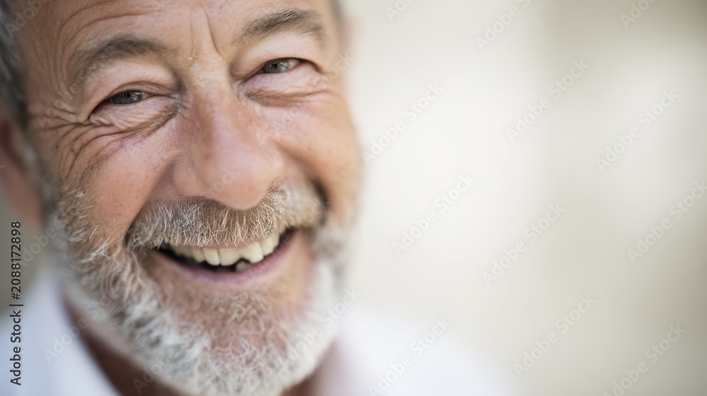 Fototapeta premium Smiling man stands outdoors in a casual setting with natural light during a sunny day