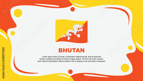 Bhutan Flag Abstract Background Flat Design Template. Bhutan Independence Day Banner Wallpaper Vector Illustration. Bhutan Design