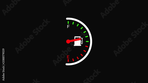 Fotografía Minimalist fuel gauge icon showing a full gas tank with a red needle pointing to