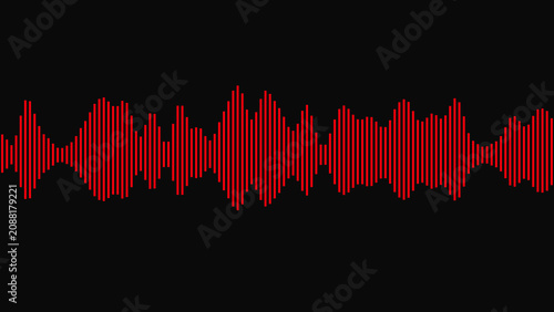 Fotografie Abstract red sound wave equalizer graphic with vertical lines on a dark backgrou