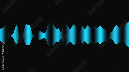 Canvastavla Bright blue digital sound wave audio frequency equalizer bar graph on a dark bla