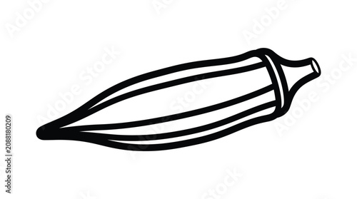 Konstfotografi Okra pod silhouette a black and white linear illustration on a white background