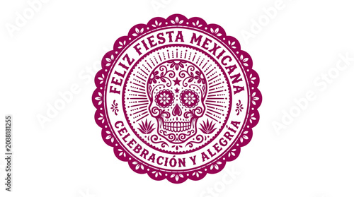 Intricate Sugar Skull Stamp for Traditional Festive Celebration