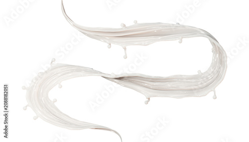 A white splash of milk isolated on a transparent background, 3d illustration.	