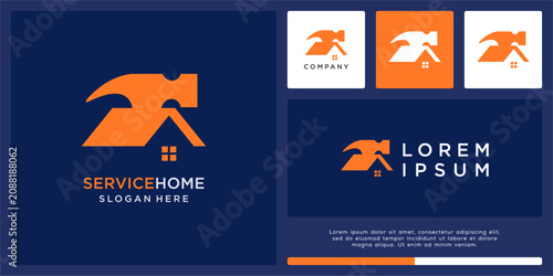 Bild auf Leinwand Service home logo design with hammer