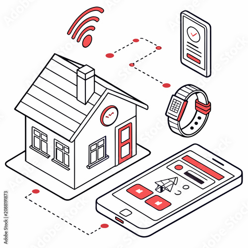 Smart home connectivity concept with connected devices technology connectivity isometric
