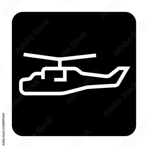 Photos attack helicopter black line icon. Vector isolated element.