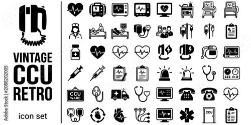 Fotografie Vintage Cardiac Care Unit Retro Black White-Paddle Scope Monitor Ward Classic-Ea