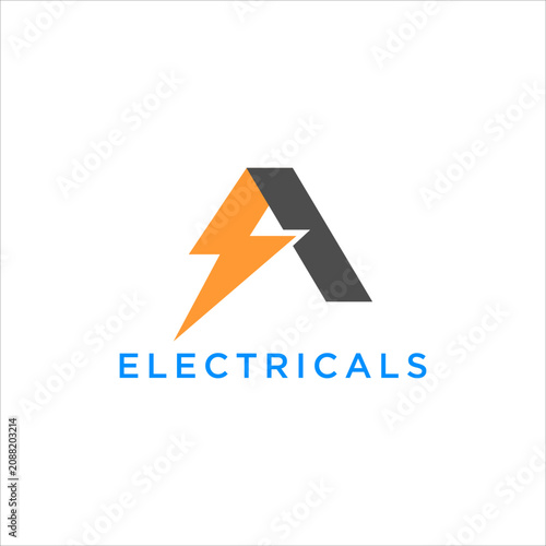 Electrical Letter A Lightning Logo Design Vector with Energy Bolt Monogram for Electric Power Technology and Industrial Branding