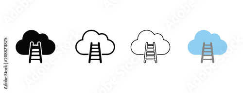 Clouds and ladders in different colors on white background